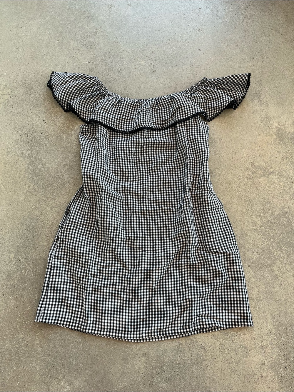 Tommy Bahama Gingham OTS Dress Black White Linen Blend NWT Size L — Minor Flaw - Picture 2 of 6